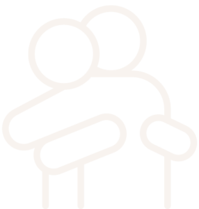 A white silhouette of a person holding a baby.